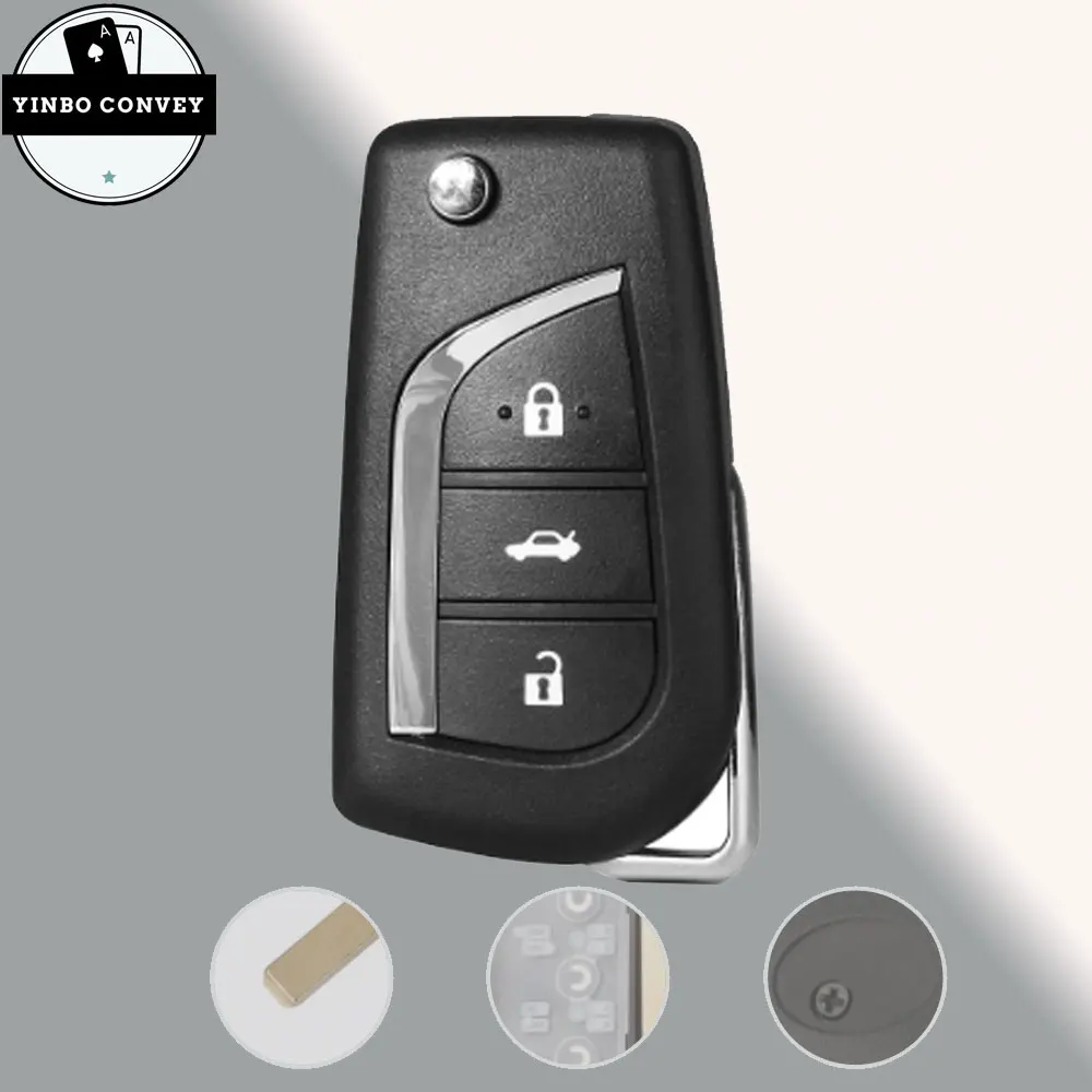 

YINBO - 3 Buttons Flip Folding Replacement Remote Key Shell For Toyota Levin Camry Reiz Highlander Corolla Key Case VA2 Blade