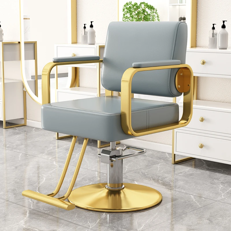 Golden Swivel Barber Chair Luxury Rotating Pedicure Stylist Barbers Armchairs Aesthetic Friseurstuhl Barber Equipment MQ50BC