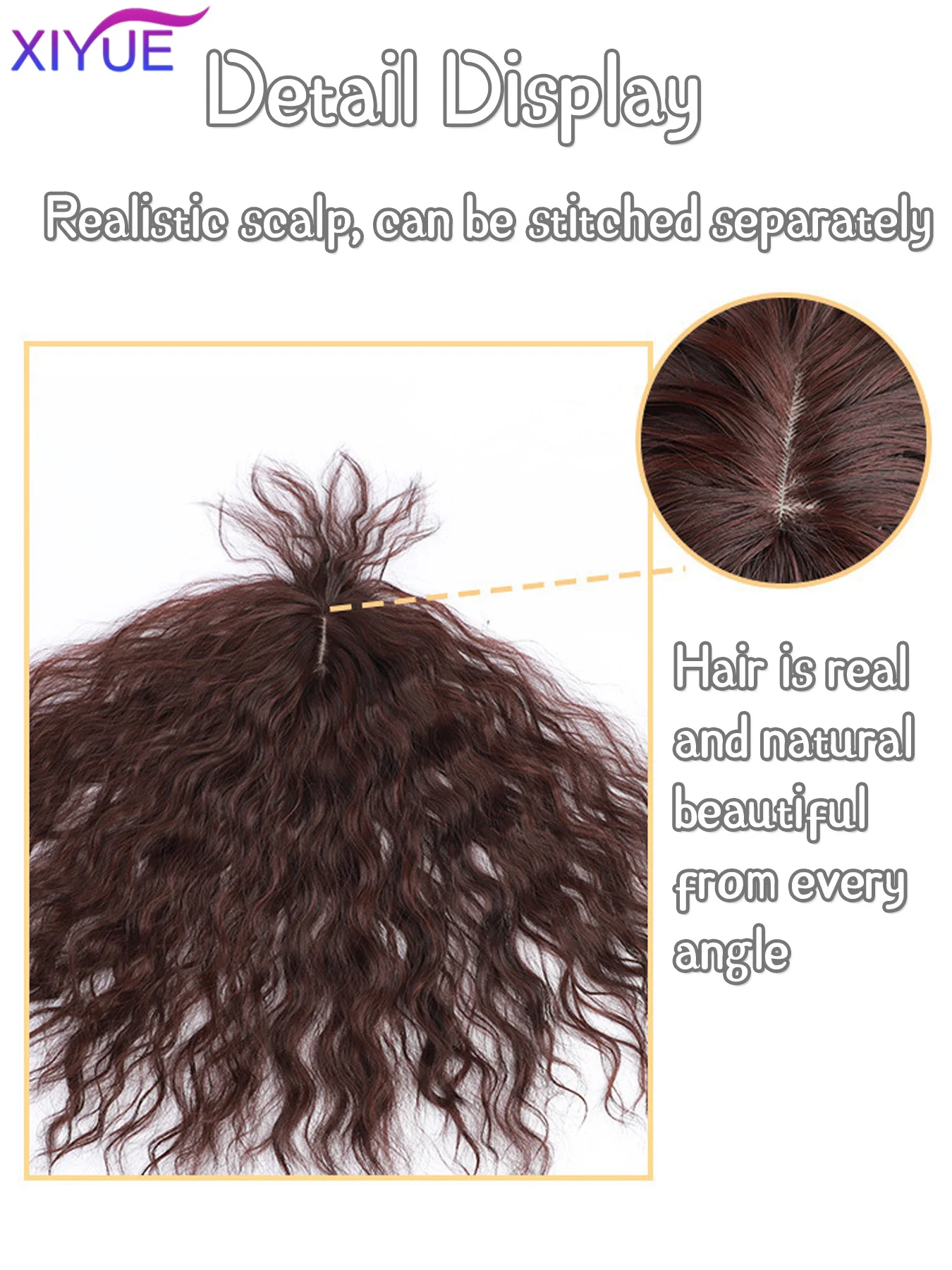 3D Bangs Invisible Seamless Head Hair Water Ripple Hair Air Bangs Head Overhead Natural Invisible Replacement Cover White Hair