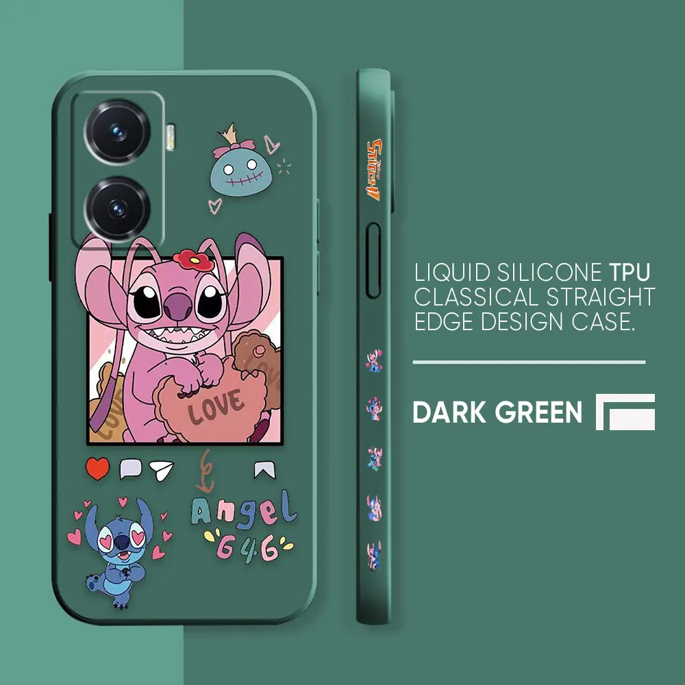 thumbnail image 1 of Case For VIVO Y55 Y52S Y53S Y66 Y55S Y73S 5G Y85 Y93 Y76 Y91 Colour Simple Liquid Silicone Capa Case Cartoon Lilo & Stitch Angel, 1 of 5