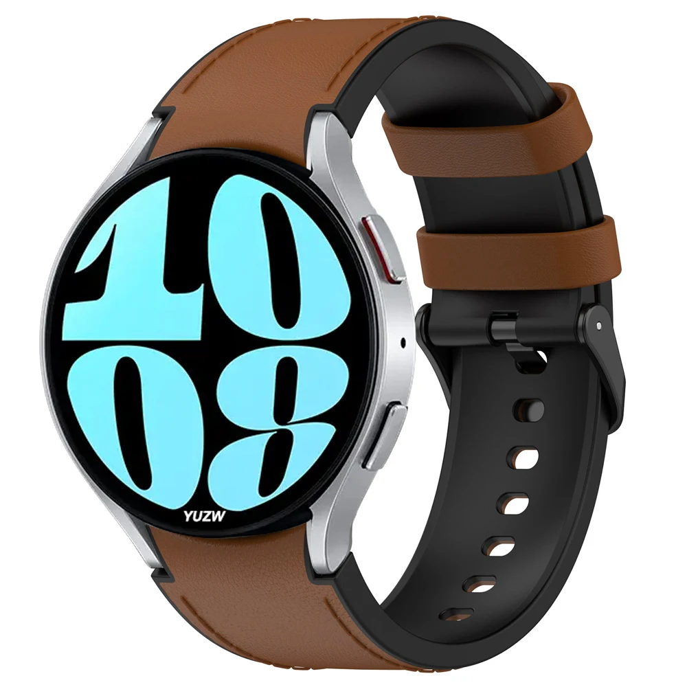 Premium Leather and Silicone Hybrid Watch Strap Bracelet