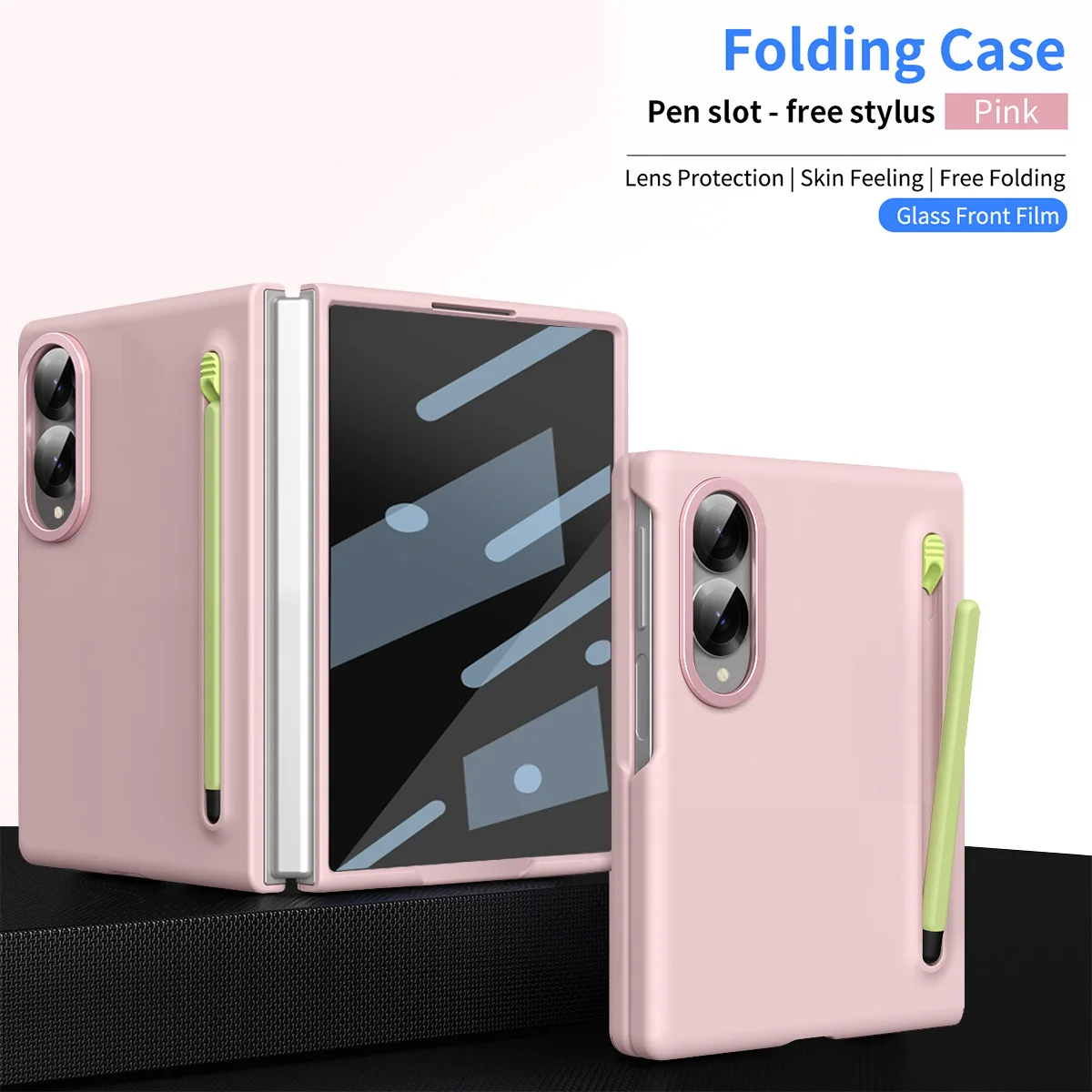 Premium Skin-Feel Folding Phone Case with Stylus Holder