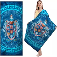 Datura And Turtle Quick Drying Printed Beach Bath Towel Adult Kids Swimming Microfiber Soft Breathable Lightweight Pool Towel 1