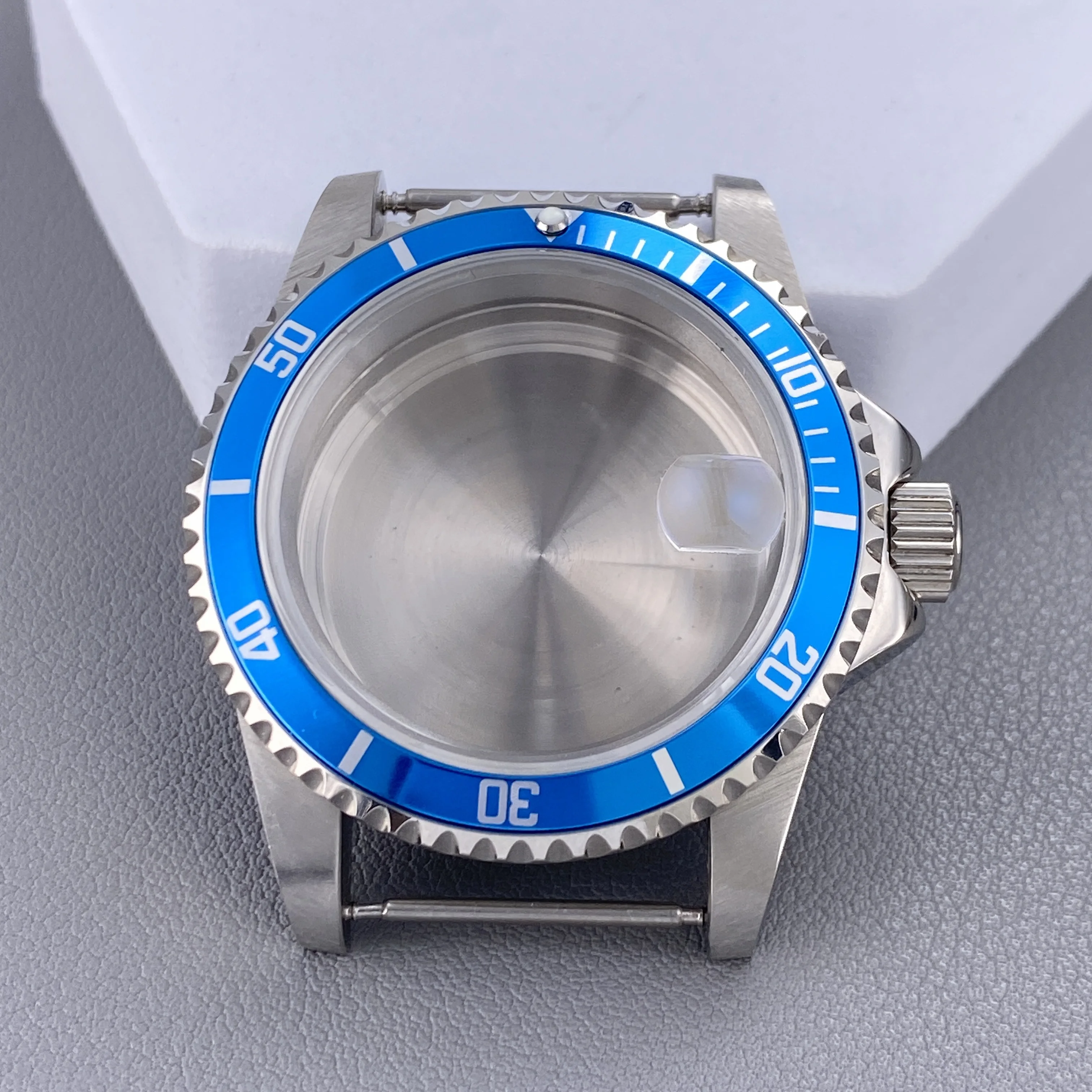 Vintage 39.5MM GMT/SUB Watch Case with 120-Click Bezel & Sapphire Glass