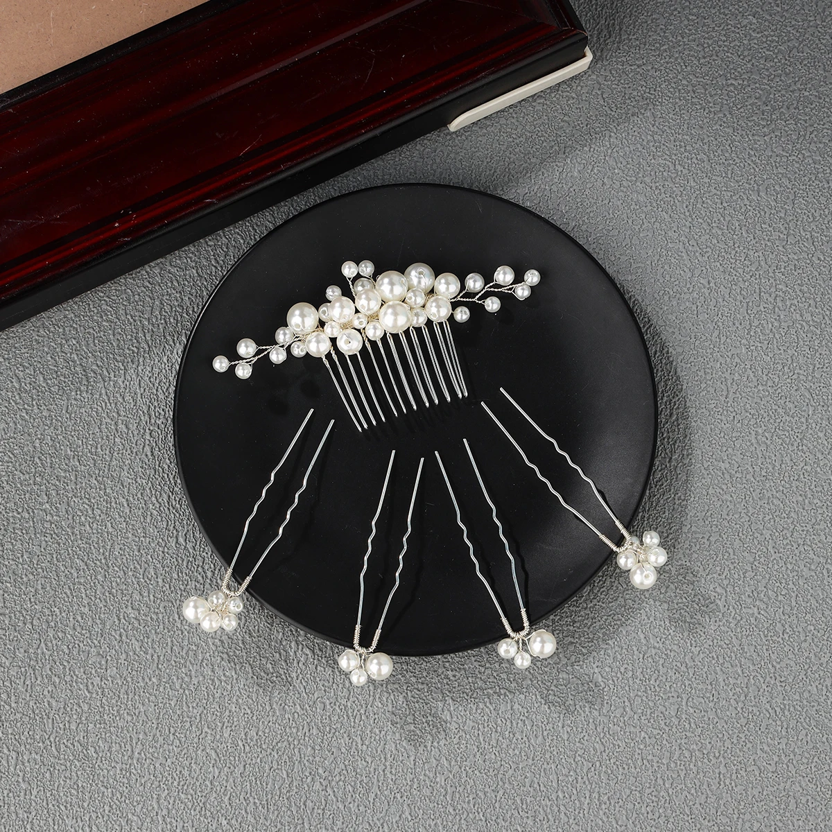 5 pieces of pearl flower hair fork vintage bridal flower hair comb wedding hairpin headwear for women and girls