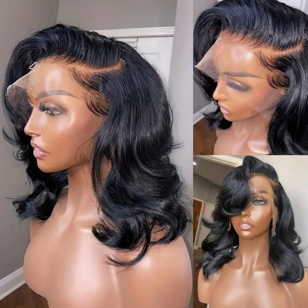 16Inch13x4 Body Wave Lace Front Human Hair Wigs for Women HD Transparent Brazilian Lace Frontal Wig Closure Lace Wig Pre Plucked