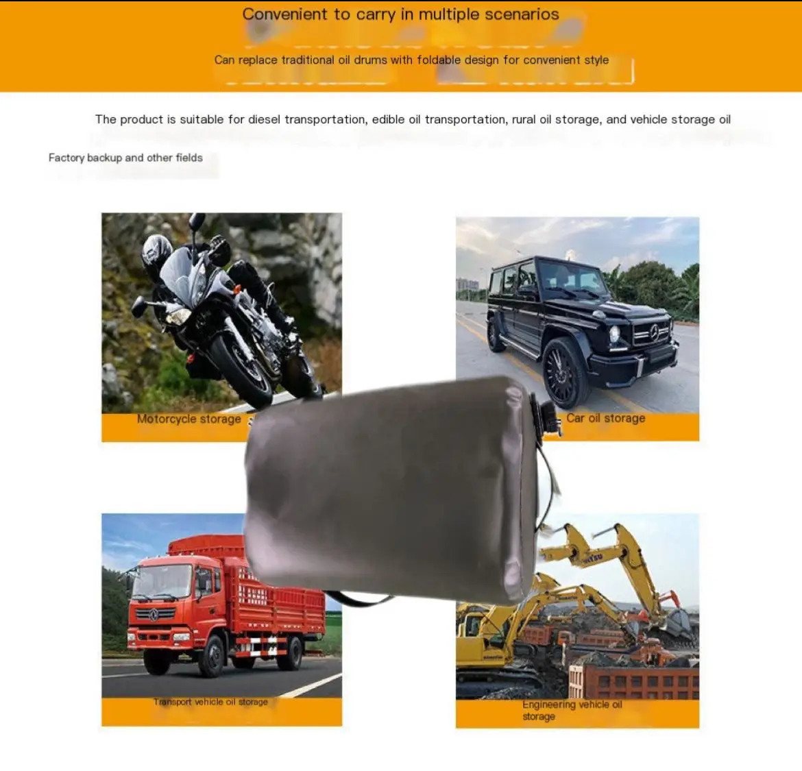 36 liters portable portable oil bag TPU thickened diesel gasoline soft oil storage bag travel construction site vehicle outdoor