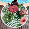 Round Beach Towel Oversized Blanket Palm Leaf Tropical Style Flamingo Print Microfiber Large Round Towel Picnic Absorbent Towel 6