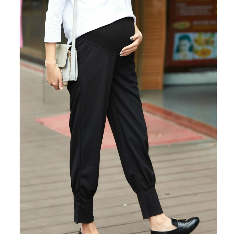 Summer Maternity Cotton Linen Pants Leisure Loose Pregnant Women Clothes High Elastic Waist Pregnancy Trousers Black Pink Blue 5