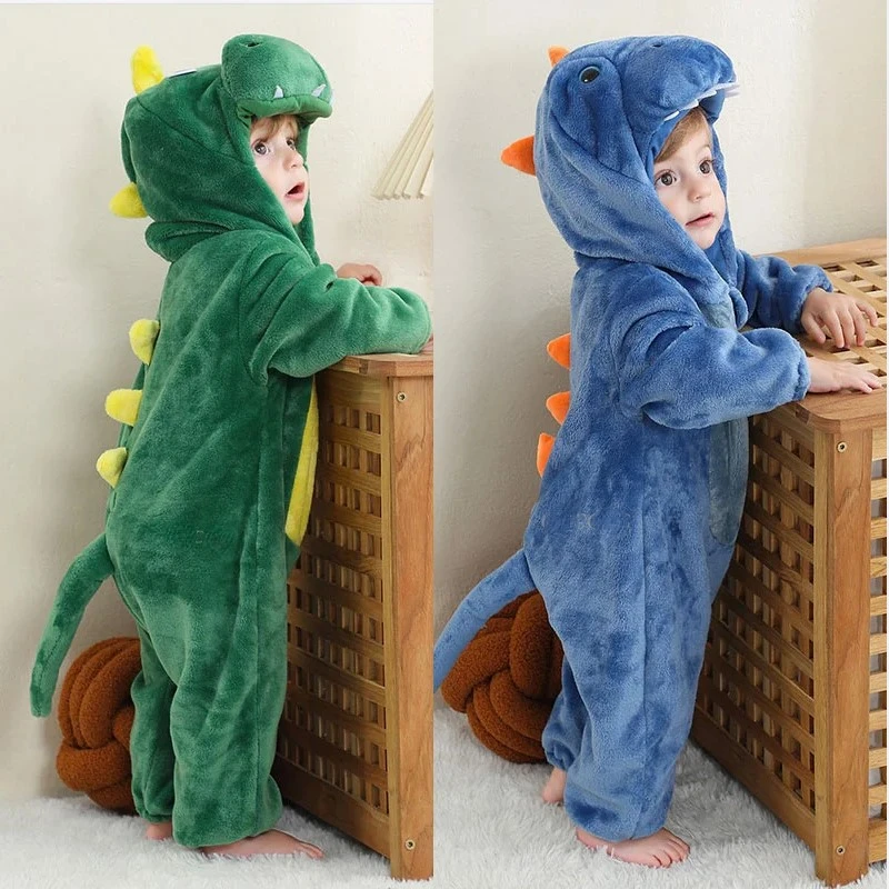 

Cute Cartoon Flannel Baby Rompers Dinosaur Panda Pajamas Cotton Baby Boy Girls Animal Costumes Baby Jumpsuit Kigurumi Outfits