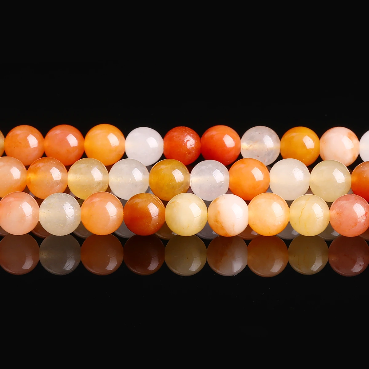 الحجر الطبيعي الذهب تخريمية خرز من اليشم فاصل فضفاض مستدير 4 6 8 10 مللي متر لصنع المجوهرات عقد دي اي واي سوار الإكسسوار 15"