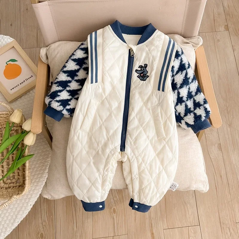 Newborns Baby Clothes Autumn Winter Warm Jumpsuit for Infant Hooded Thick Romper Long Sleeve Zipper Thermal Jumpsuit Babies 0-2Y