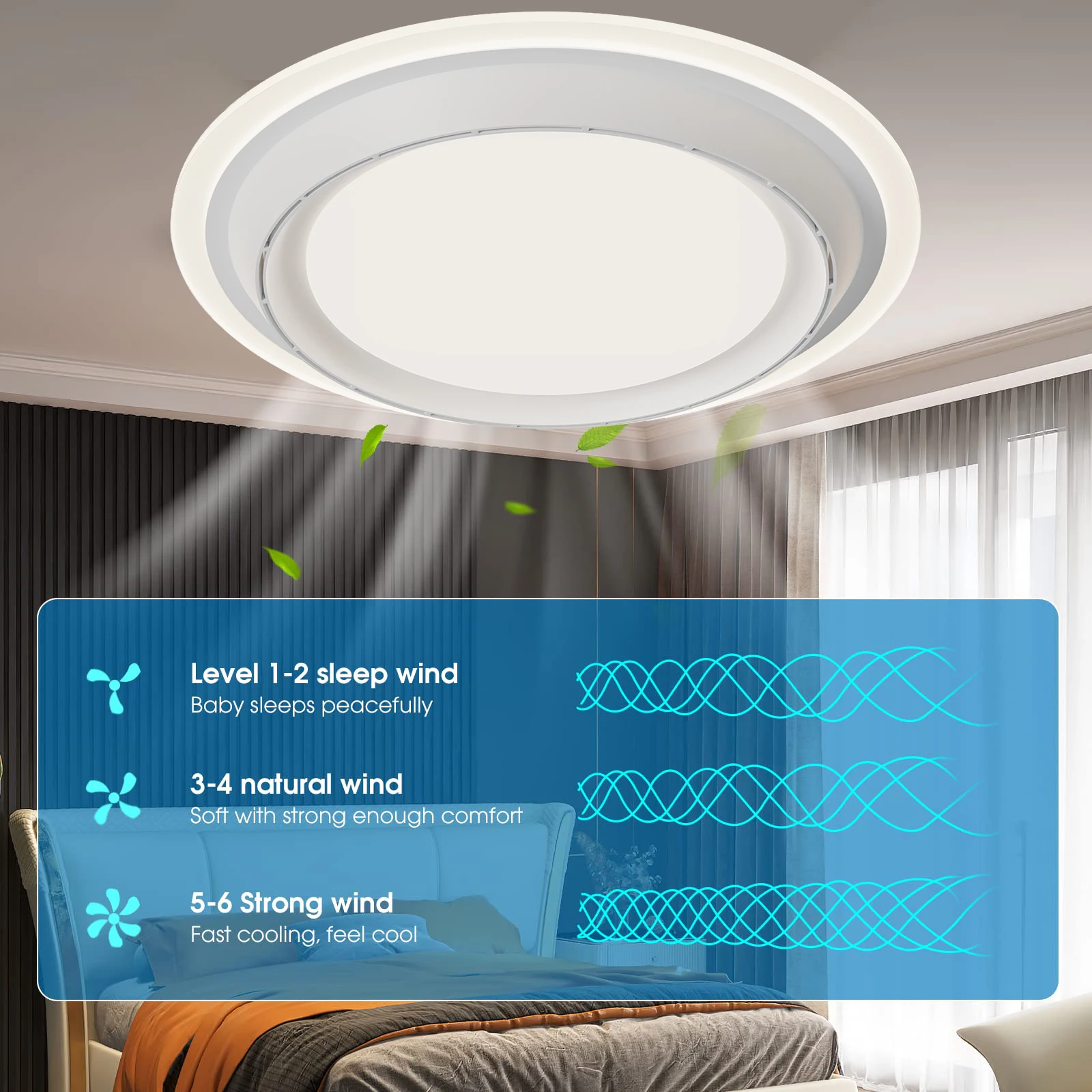 Silent Leafless Ceiling Fan Light 6-speed Dimmable Living Room Smart Remote Control Restaurant Fan