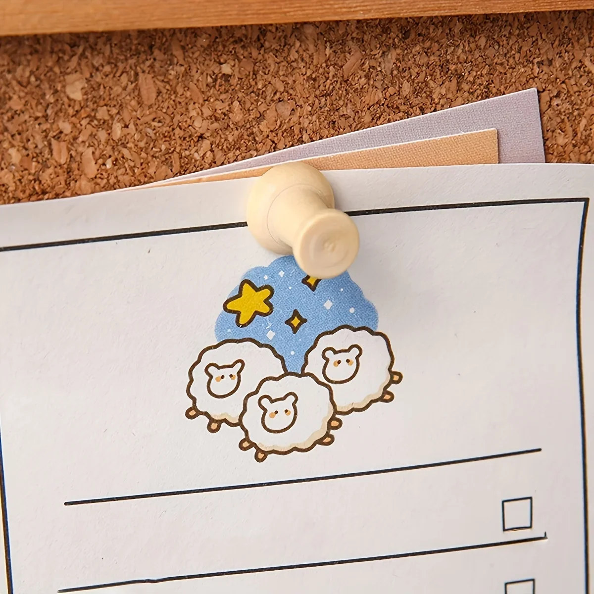 10개 혼합형 창의적인 나무 푸시핀 - 코르크보드 벽 게시판용, 사진, 지도, 메모 고정, DIY 사진 벽 장식