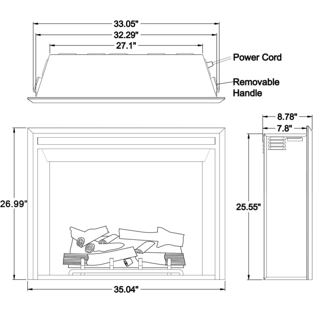 Electric Fireplace Insert with Log Speaker, Designed for Stud, Wood Burning Opening, Cabinet & Wood Mantel, Remote Control 6