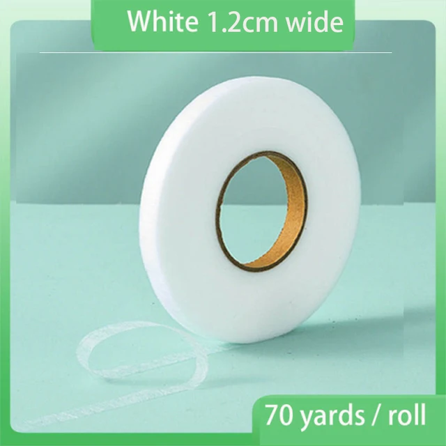 70 Yard White Double Sided Sewing Accessory Adhesive Tape Cloth Apparel Fusible Interlining DIY Accessories Patchwork Lining Fab white 1.2cm