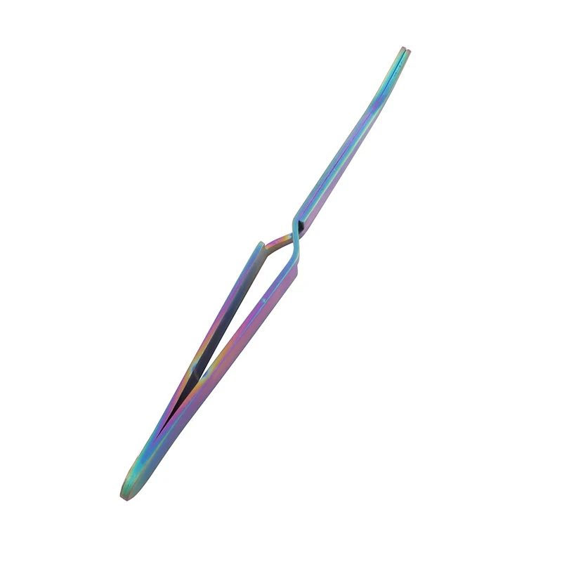 레인보우 네일 쉐이핑 트위저 네일 아트 도구, 스테인레스 스틸 크로스 잠금, 역방향 트위저 곡선 트위저, 취미 공예 DIY