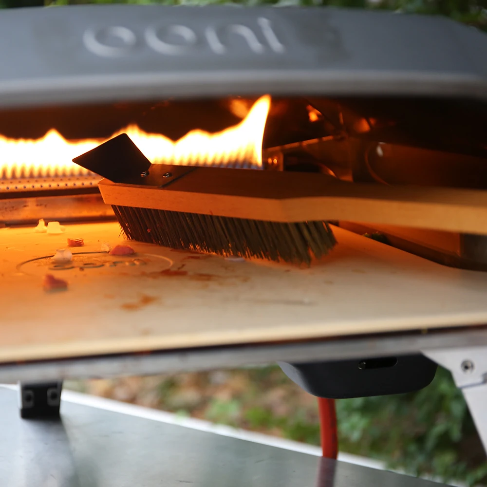 Pizza Oven Copper Brush Wood Handle Bristle Brass Scraper Household Grill Cleaning Brush Oven Accessories 22 inch