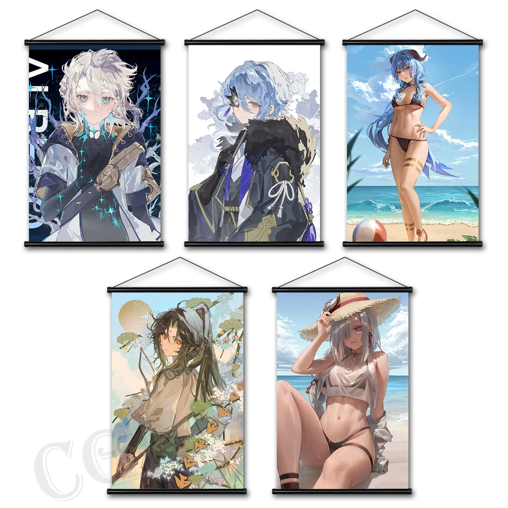 

Постер для рисования Genshin Impact, настенное художественное оформление Klee, принты банетт, Висячие свитки, современные холщовые картины, домашни...