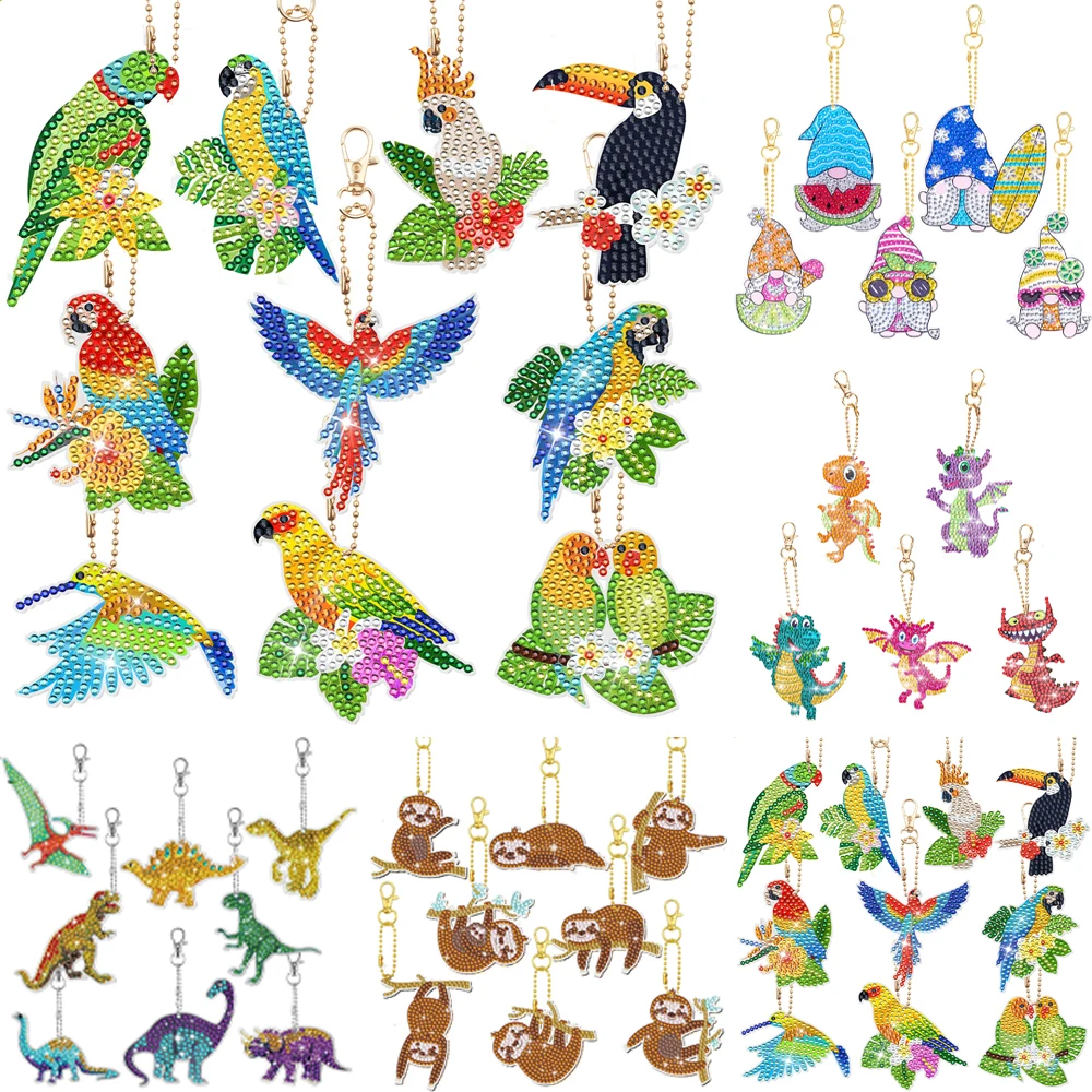 Popyes Porte-clés Peinture Diamant Bricolage Diamond Painting