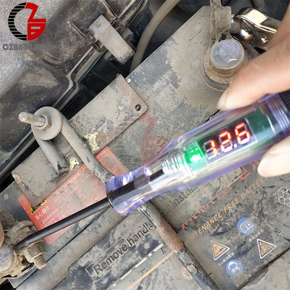 Electrical Circuit Tester DC 6V 12V 24V Voltage Digital Display Long Probe Pen Light Bulb Automobile Diagnostic Auto Repair