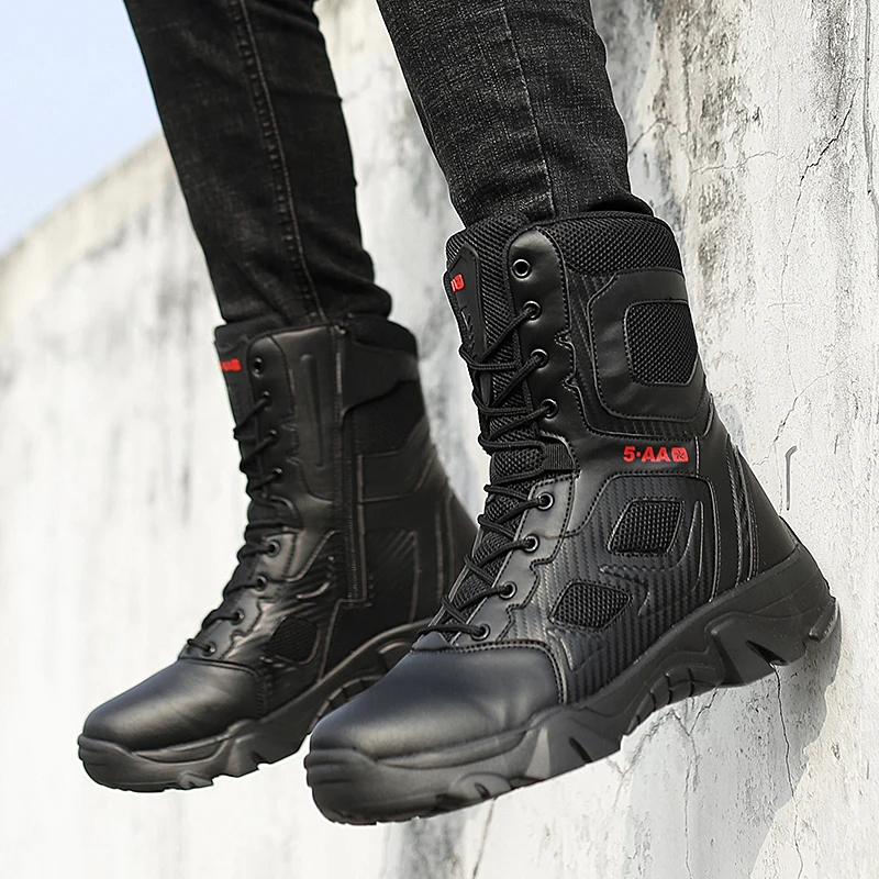 Basic Boots Men Tactical Boots Training Wearable Desert Combat Men Hiking Shoes Sneakers Big Size 39-47 Zapatos Hombre mens leather boots