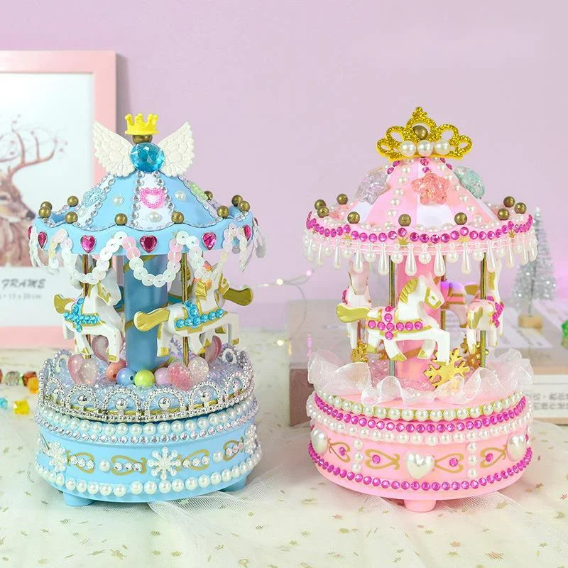 manual-diy-handmade-material-carousel-water-drill-paste-crafts-rhinestone-pearl-accessories-material-with-lights-girl-toy-gifts