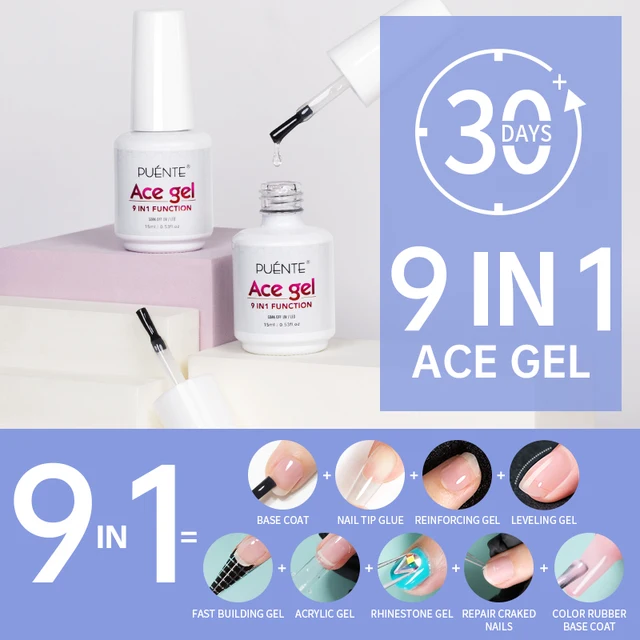 15ML Ace Gel 9-in-1 Nail Glue Gel Nail Polish Transparent Clear Function UV Gel Soak Off Nail Art Gel Varnish Thickness Base Gel