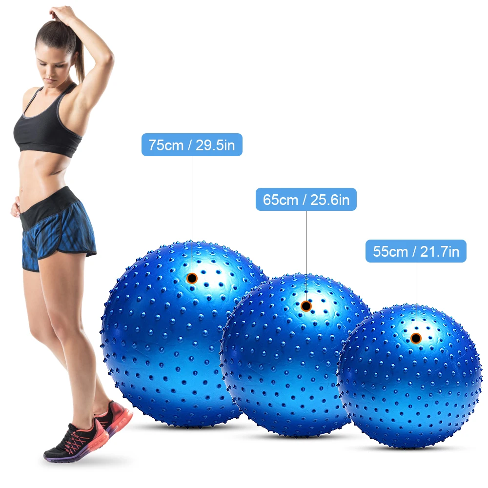 45CM / 55CM / 65CM / 75CM Barbed Massage Ball Sports Yoga Balls Point  Fitness Gym Balance Fitball Pilates Workout Exercise