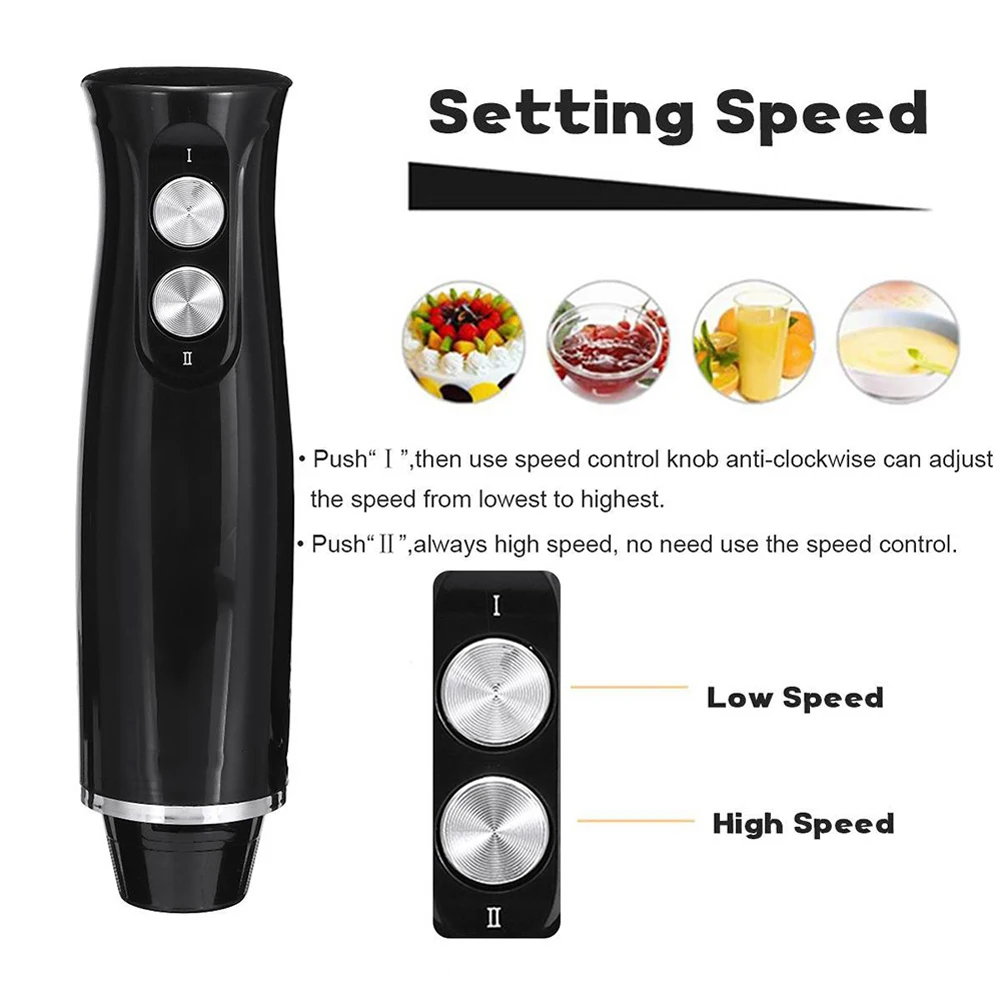 4-in-1 2 Speeds Handheld Immersion Hand Blender Set With Mixing Beaker Chopper Whisk For Smoothies Food Soups