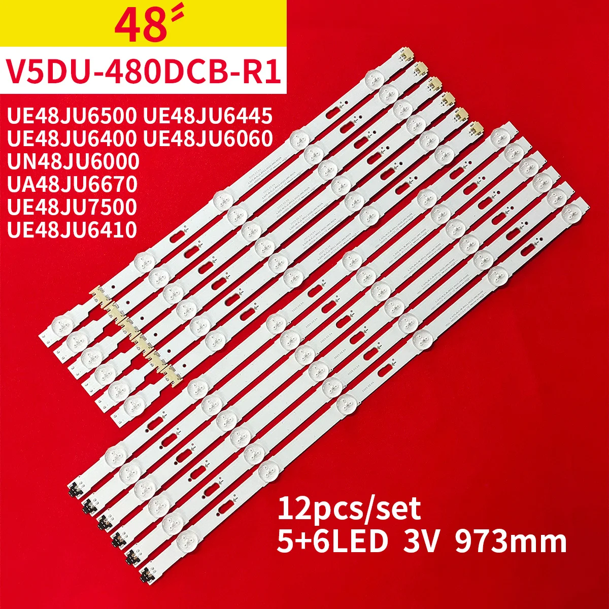 12 шт. Светодиодная лента для подсветки, 11 ламп для Samsung V5DU-480DCA-R1 480DCB-R1 UE48JU6500 UE48JU6445 UE48JU6400 UE48JU6060