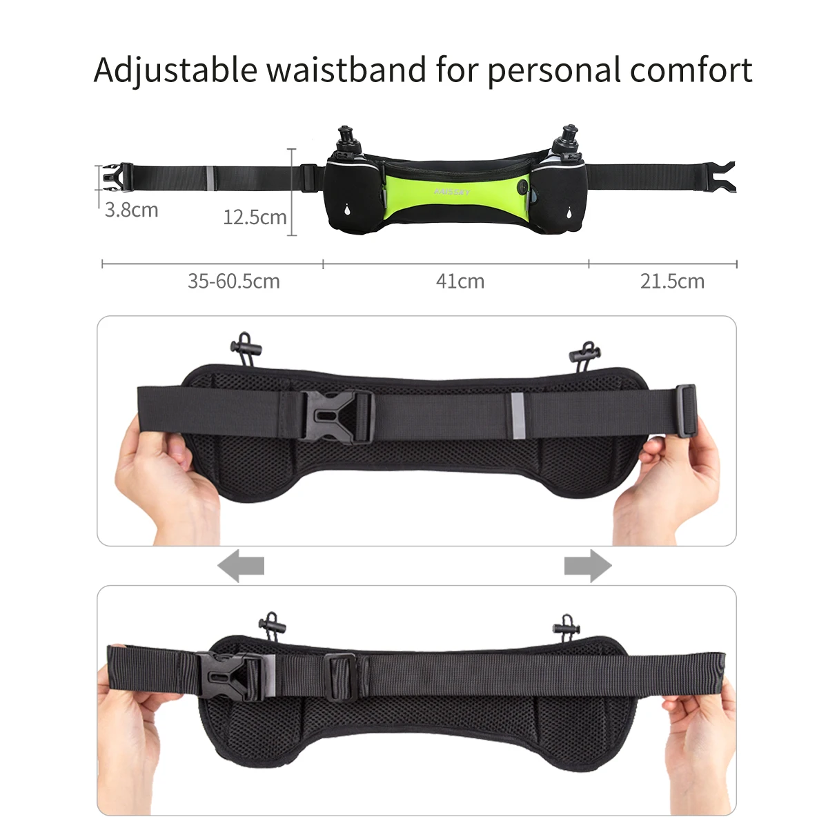 HAISSKY Marathon Sports Waist Pack Bags With Double Water Botle GYM Fitness Large Capacity Waist Phone Pouch For iPhone Samsung