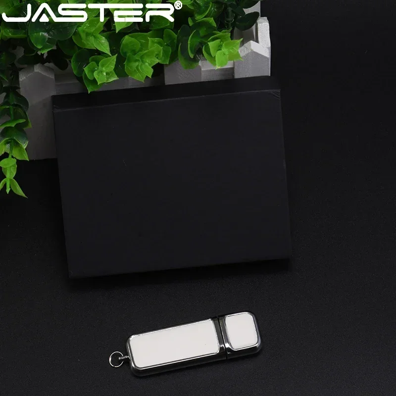 Jaster Pendrive de Couro Branco Usb 2.0 4gb 8gb 16gb 32gb 64gb 128gb com Caixa Preta Logotipo Personalizado - Imagem 4