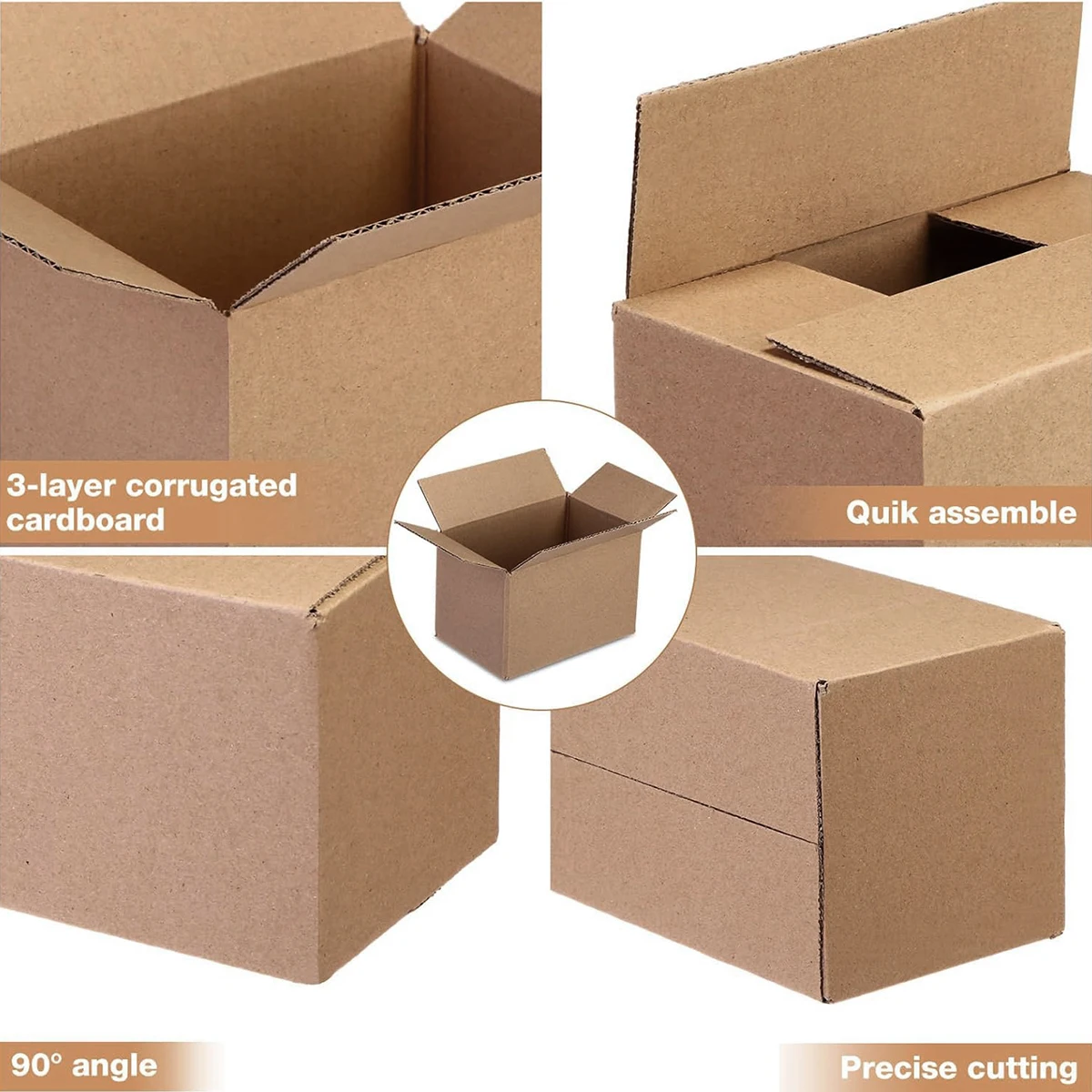 Small Item Shipping Boxes,  5.7x3.3x4.1inches, Single Wall, 32Lb/sq inch, Brown Corrugated Cardboard Mailer Box With Lids