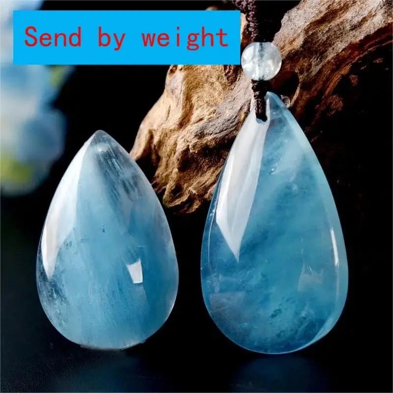 Aquamarine Water Drop Pendant Ice Type Green Pillar Stone Aquamarine Original Stone Crystal Necklace For Men And Women Crystal