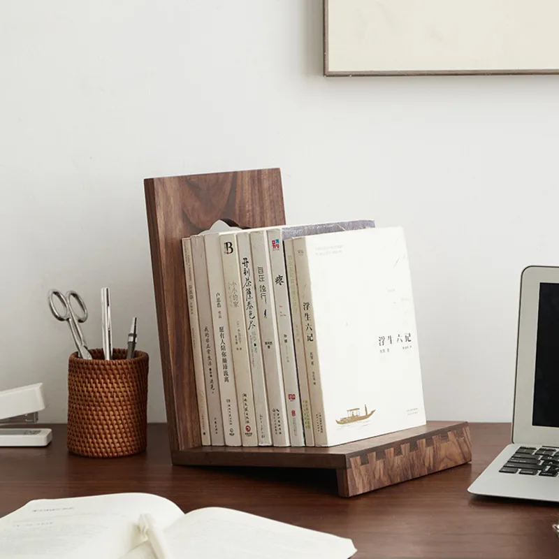 

Office Study Bookshelf Storage Support Desktop Black Walnut Book Organizer Home Upscale Book Shelf For Kids
