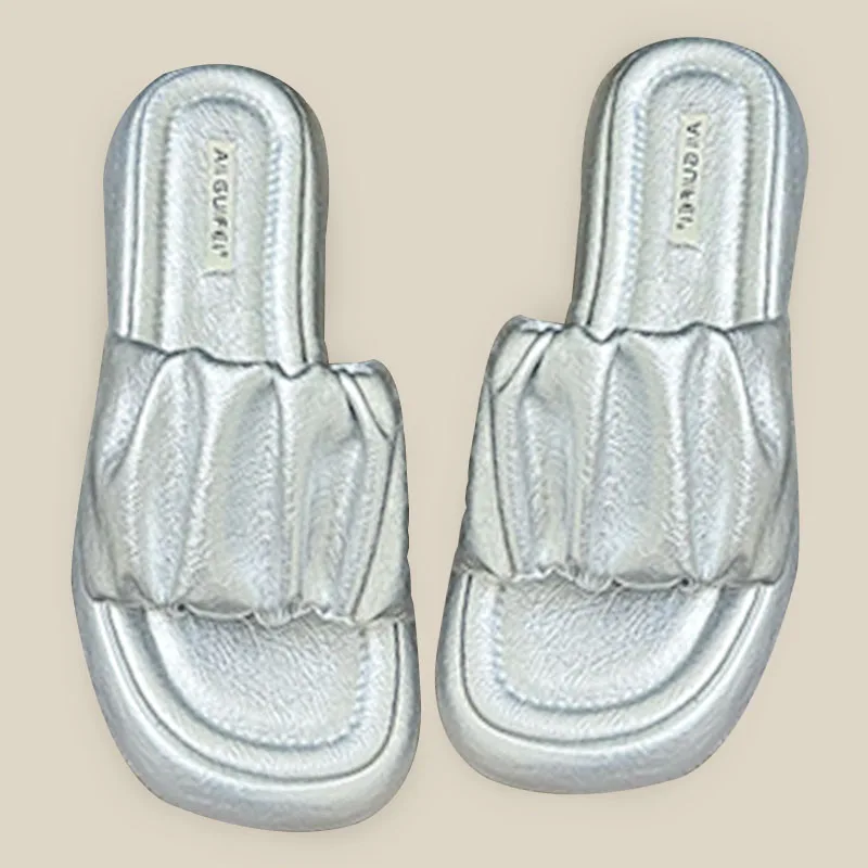 2024 Women's Fashion Soft Slides Elegant Open-Toe Ladies Outdoor Dress Flat Sandals