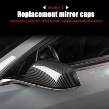 

For Tesla Model 3 Exterior Carbon Fiber Piano Black Rearview Mirror Model3 2017-2022 Rearview Mirror Refit Housing Accessories