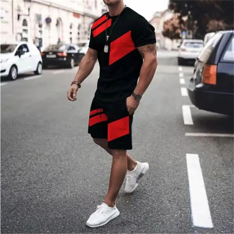 3D Men's T-shirt Set Sportswear Men's Oversized Clothing T-shirt Shorts Suit Men's T-shirt Suit Summer Beach 2022 new summer men s 3d t shirt shorts 2 piece suit male fashion street hip hop 3d t shirt set plus size sports casual clothing