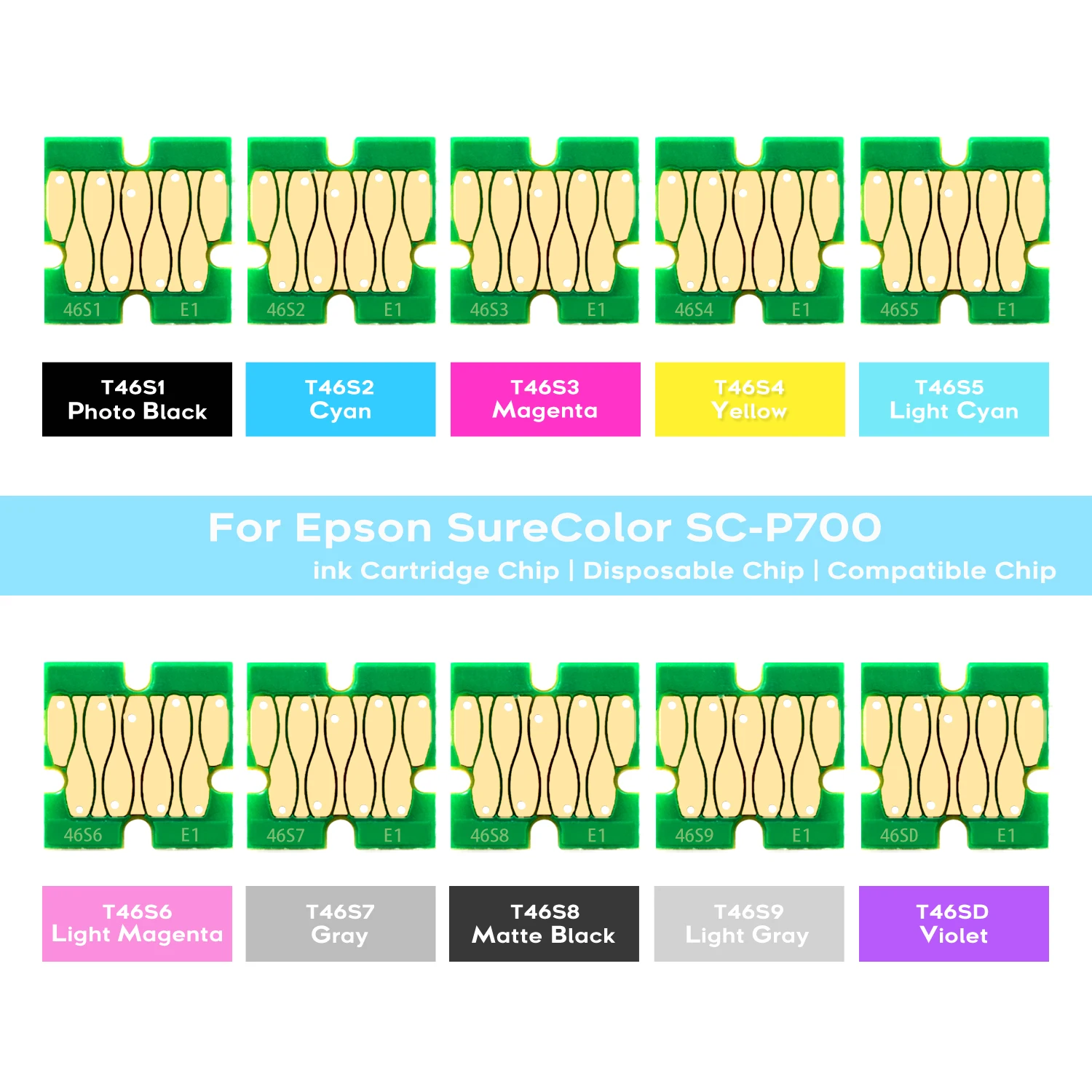 Europe Use T46S Disposable One-Time Use Chip for Epson SureColor P700 SC-P700 Printers Ink Cartridge