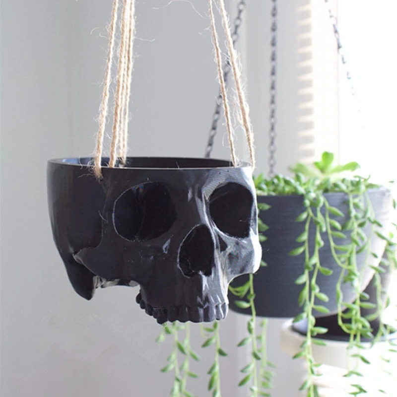 

3D Printe Hanging Skull Planter Small Hanging Pot Halloween Decor Succulent Planter Trailing Succulent Planter