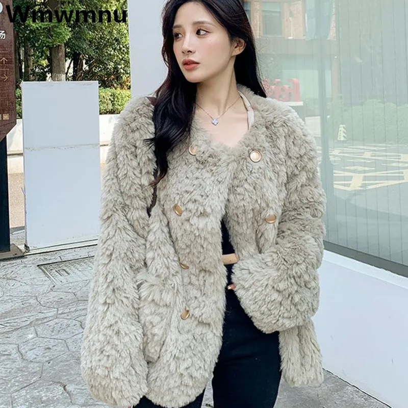 

Winter Warm Lambwool Short Coats Women's Thicken Plush Velvet Vintage Jackets Korean Fashion Loose Chaquetas 2023 New Jaquetas