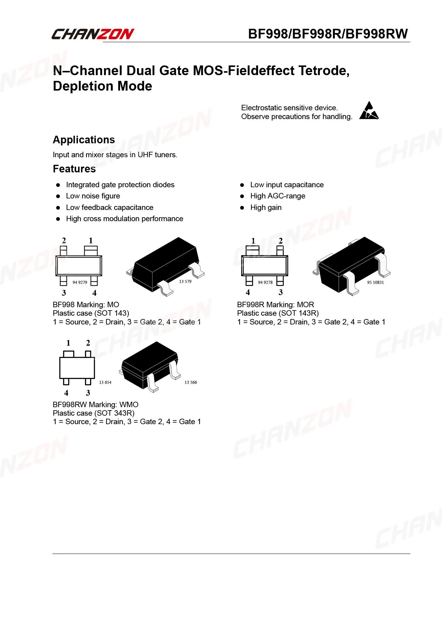 BF998 / MOSFET N, DG, 12V / 30mA - - Elektronikai alkatrész kis