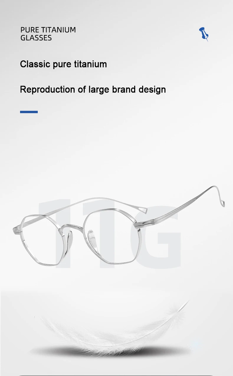 Pure Titanium Eyeglasses - Handmade Retro Polygonal Frames Small Frame Glasses