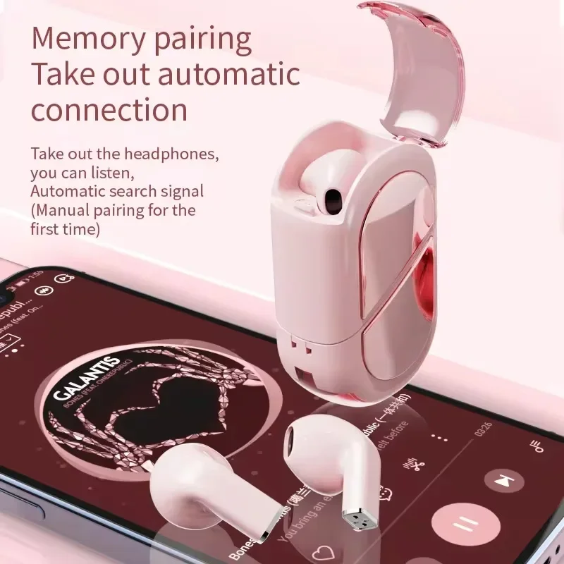 รูปสินค้า หูฟังไร้สายสเตอริโอ Low Latency เคสชาร์จรูปหัวใจ