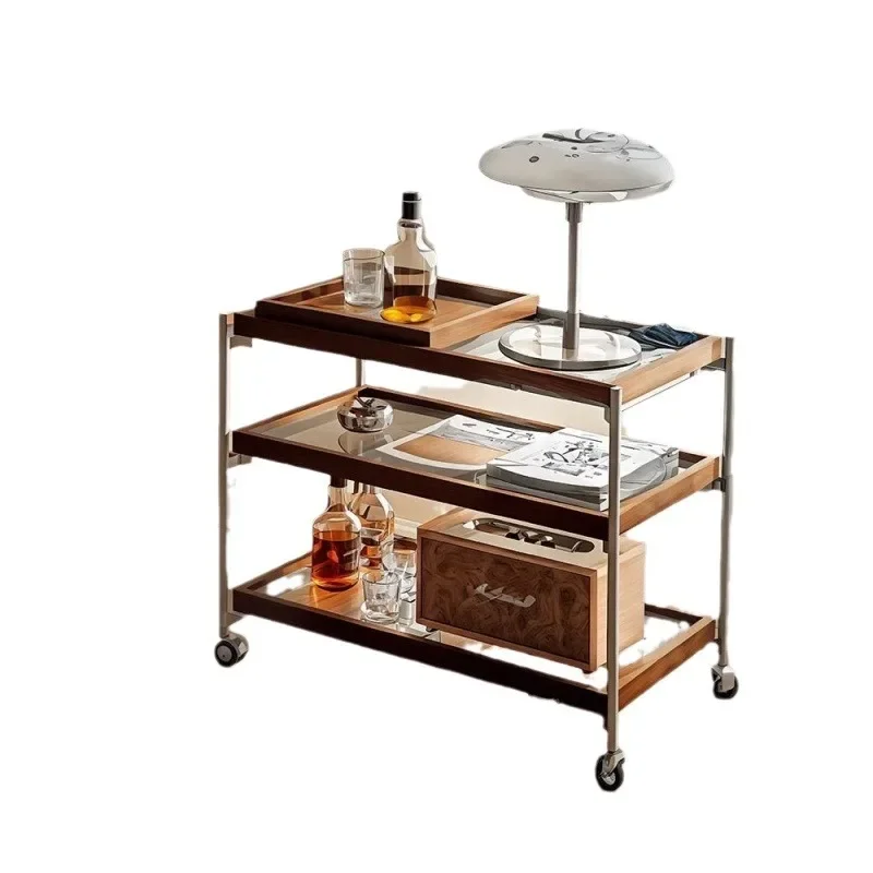 طاولة زاوية بجانب السرير بسيطة، عربة دوارة قديمة ل...