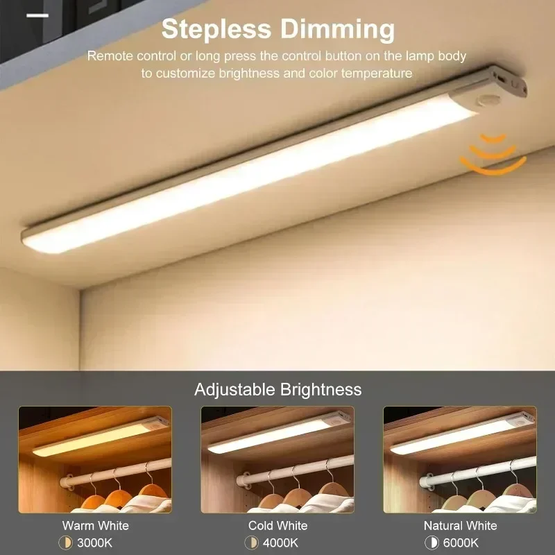 Tira De Luces LED Con Sensor De Movimiento Y Luz - Recargable Por USB, 40 LEDs, 30 Cm, Ideal Para Armarios, Cocina, Pasillos