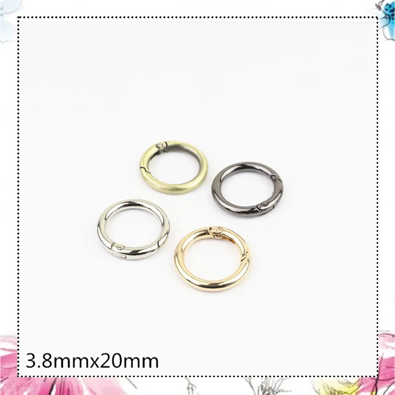

30Pcs 20mm Metal Spring O Ring 3.8mm Round Openable Snap Hook for Bag Strap Keychain Pendant DIY Sewing Accessories