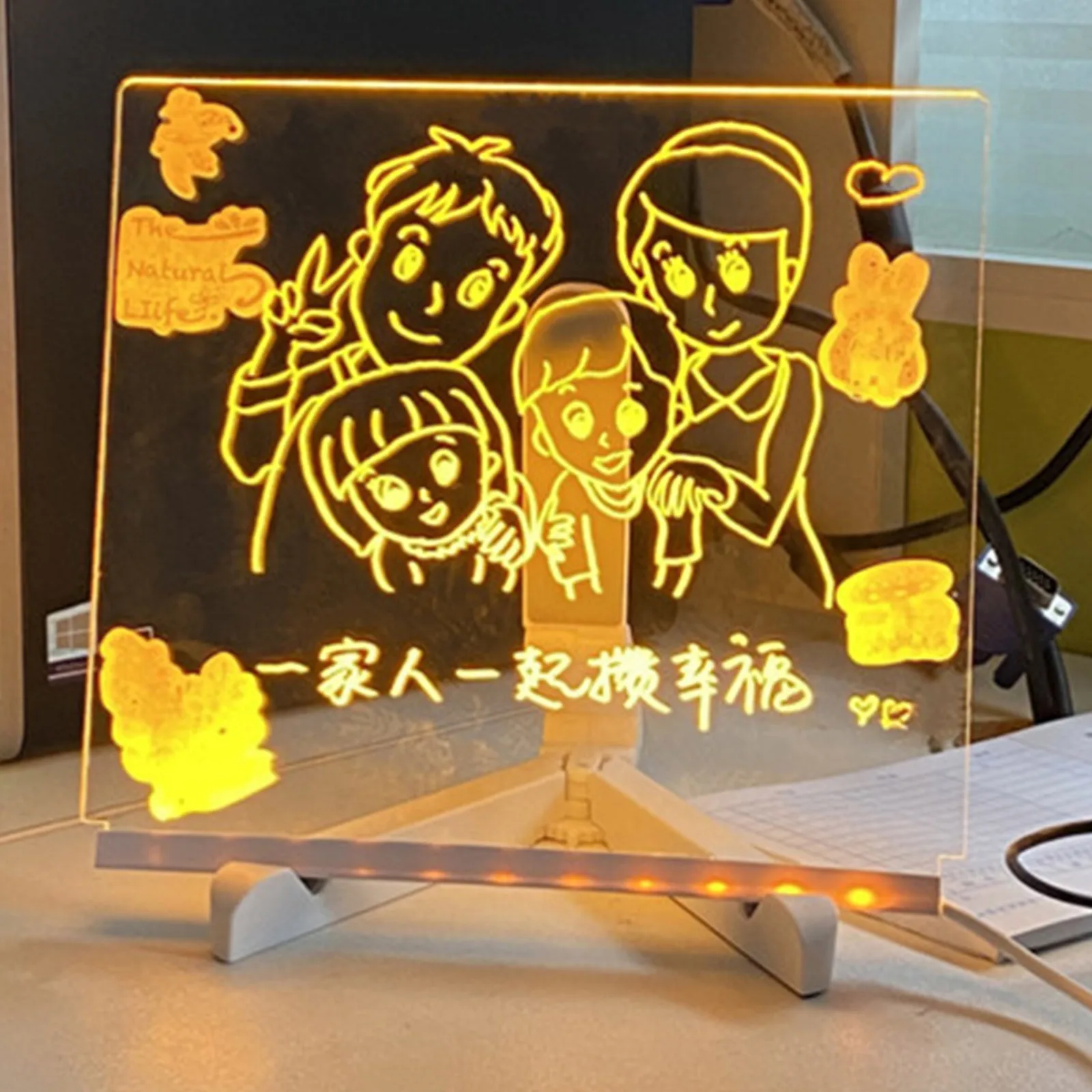 Children's Handmade Erasable Doodle Notepad Led Glass Drawing