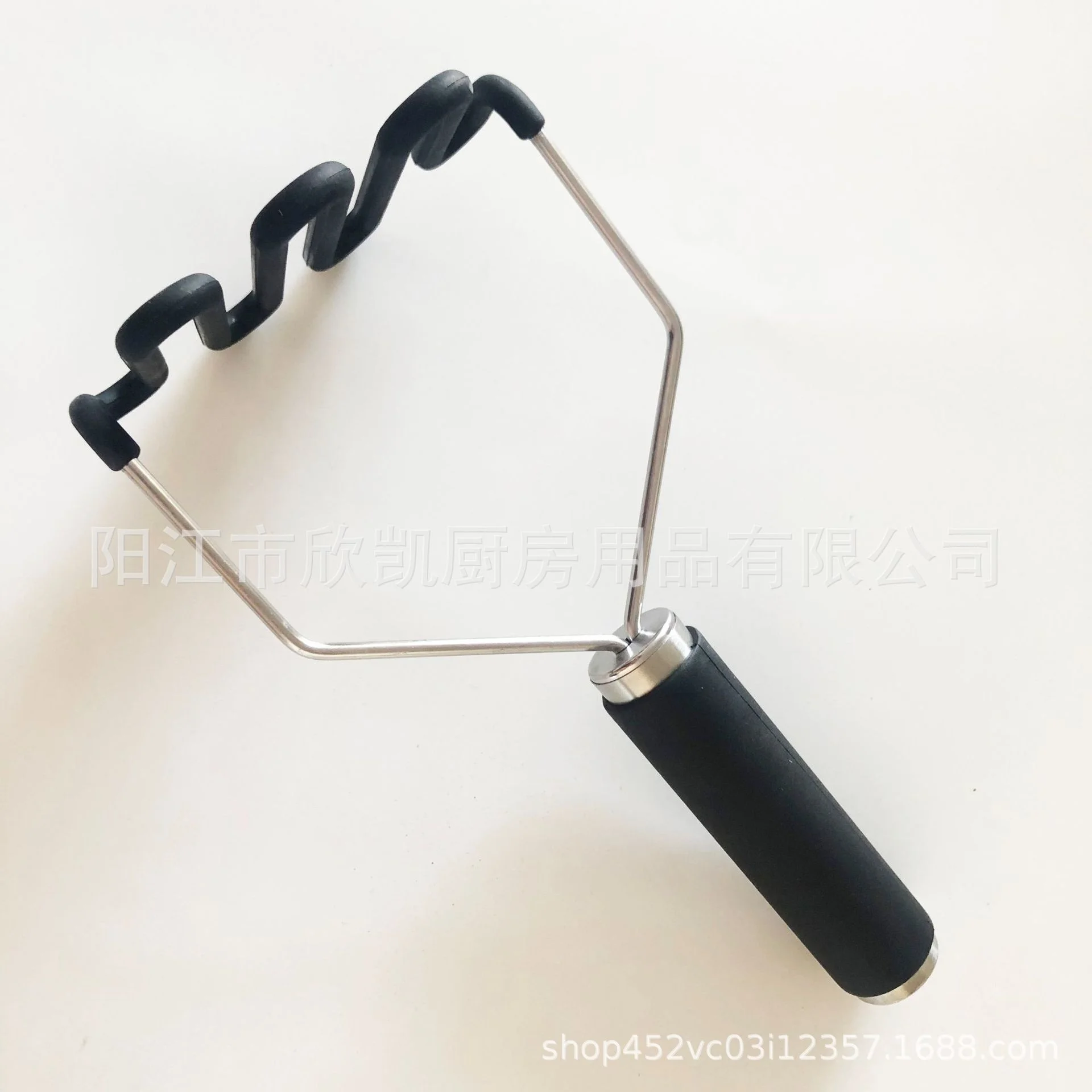 Stainless steel potato press with soft plastic handle for household kitchen potato masher stainless steel press